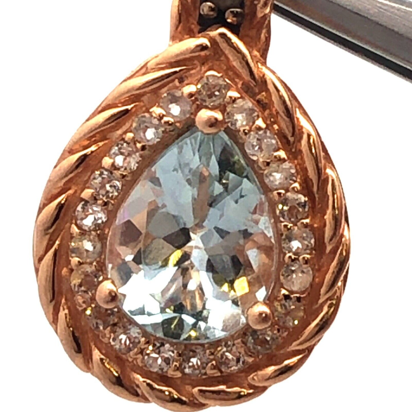 Designer 14K Yellow Gold Pear Aquamarine Smoky Quartz White Topaz Pendant