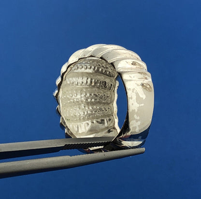 Designer 925 Sterling Silver Ribbed Polished Statement Dome Ring