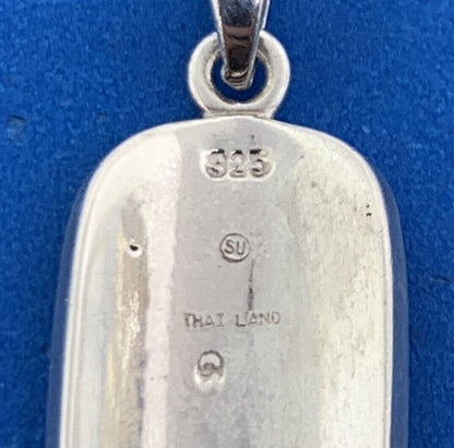 Designer 925 Sterling Silver Multicolor Mother Of Pearl Inlay Oval Drop Pendant