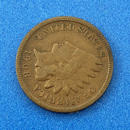 1908 S Indian Head One Cent Penny Type 3 Bronze Better Key San Francisco Coin