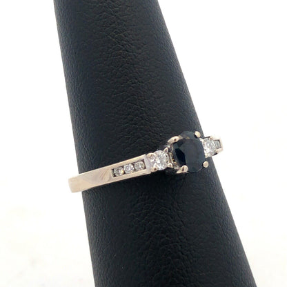 RJW 14K White Gold Oval Sapphire Diamond Past Present Future Anniversary Ring