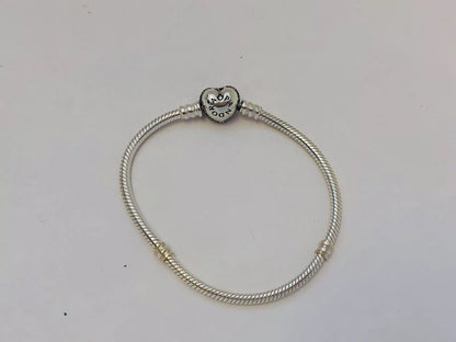 Authentic Pandora 925 Sterling Silver Pave Heart Clasp Charm Bracelet 590727CZ