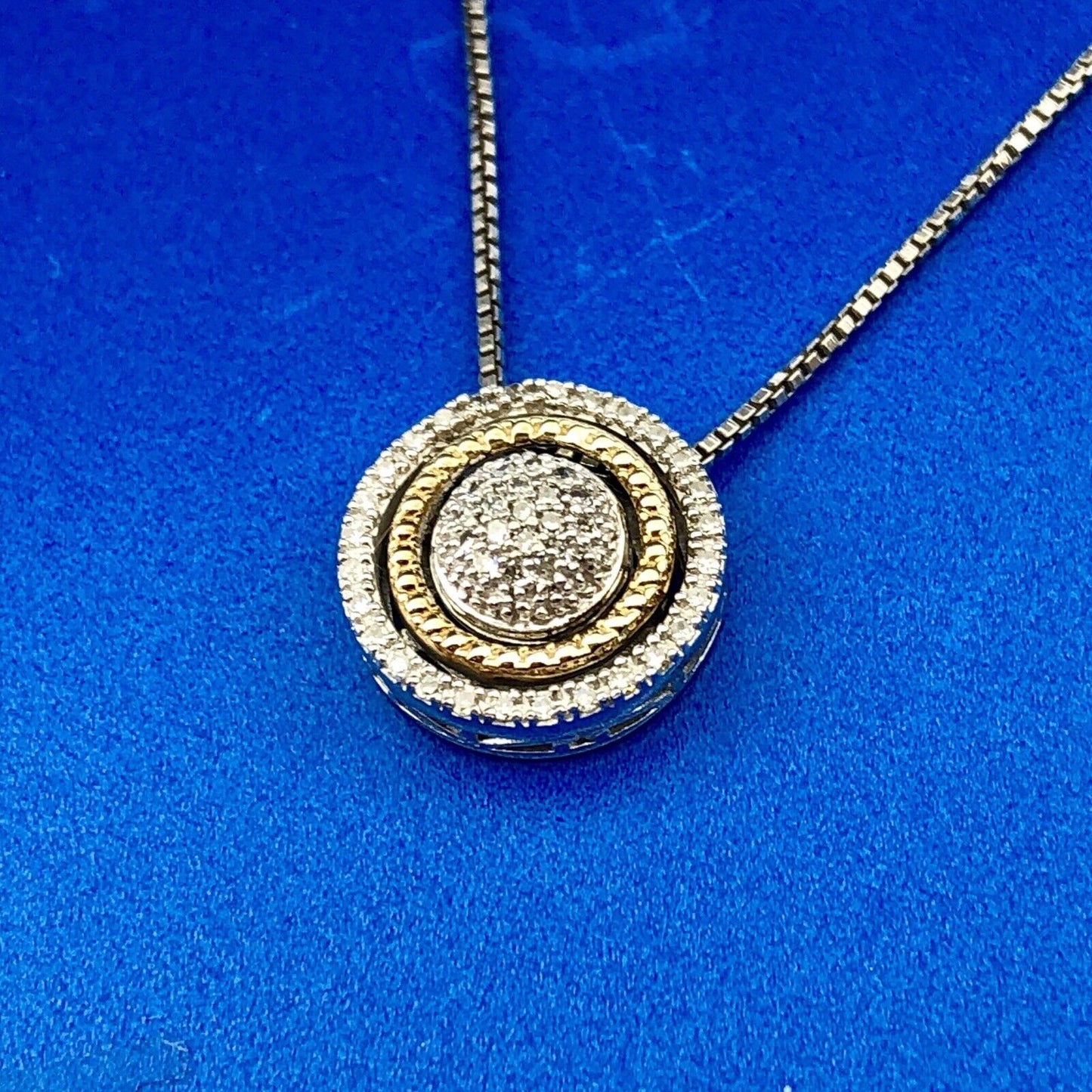 Designer AJ Sterling Silver 14K Yellow Gold Diamond Halo Infinity Necklace