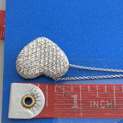 Designer GC2 14K White Gold Diamond Heart Anniversary Pendant Necklace