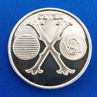 1973 Fairfield CA/Vallejo CA Coin Club 10 Year Anniv One Ounce .999 Silver Round