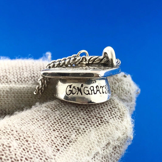 Brighton Silver Plated Graduation Cap Congratulation Dangle Slide Bracelet Charm