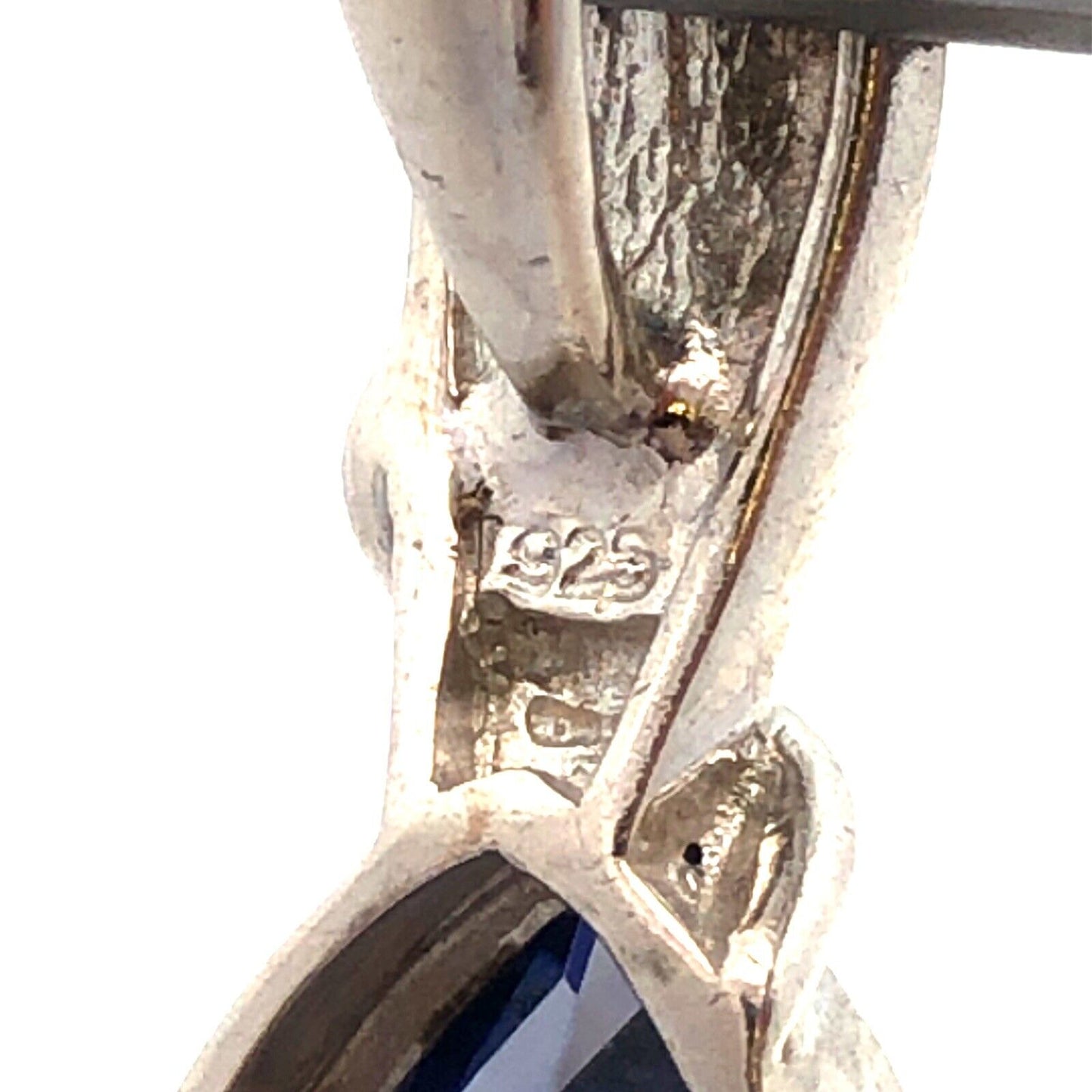 Designer 925 Sterling Silver Pear Tanzanite Opal Inlay Modernist Drop Pendant