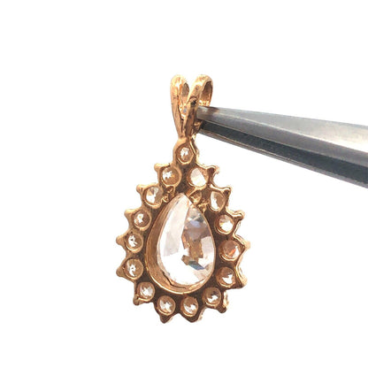 Gorgeous 14k Yellow Gold Pear Cut Sparkling White CZ Cubic Zirconia Pendant