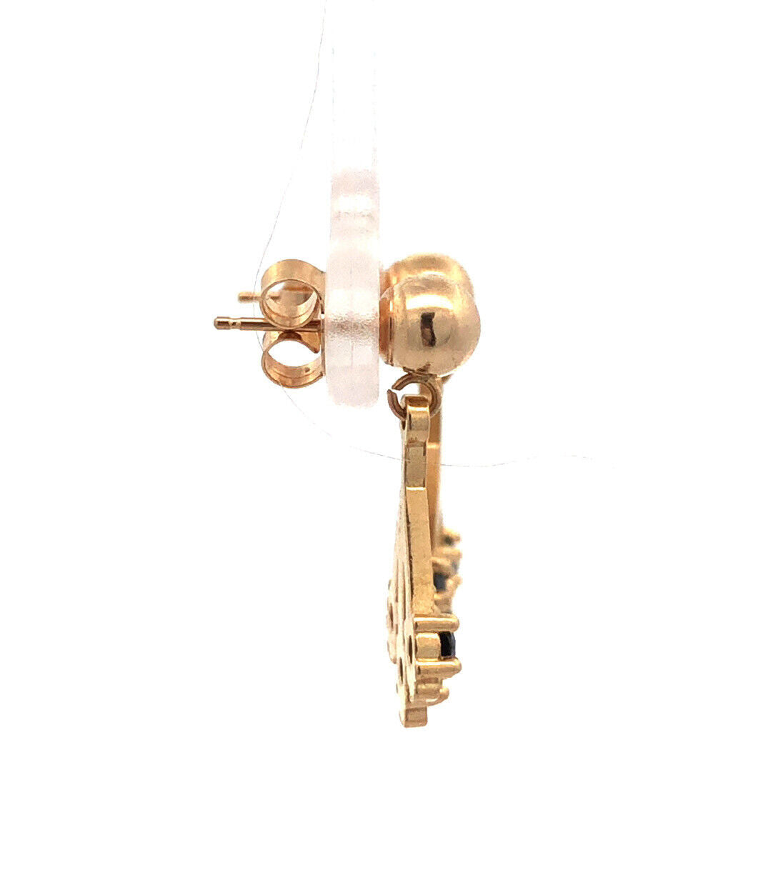 Designer 14K Yellow Gold Blue Sapphire Drop Dangle Stud Earrings