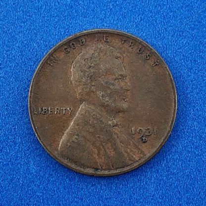 1931 D Lincoln Cent Wheat Ears Reverse Key Rare 1c Cent Penny Denver Coin