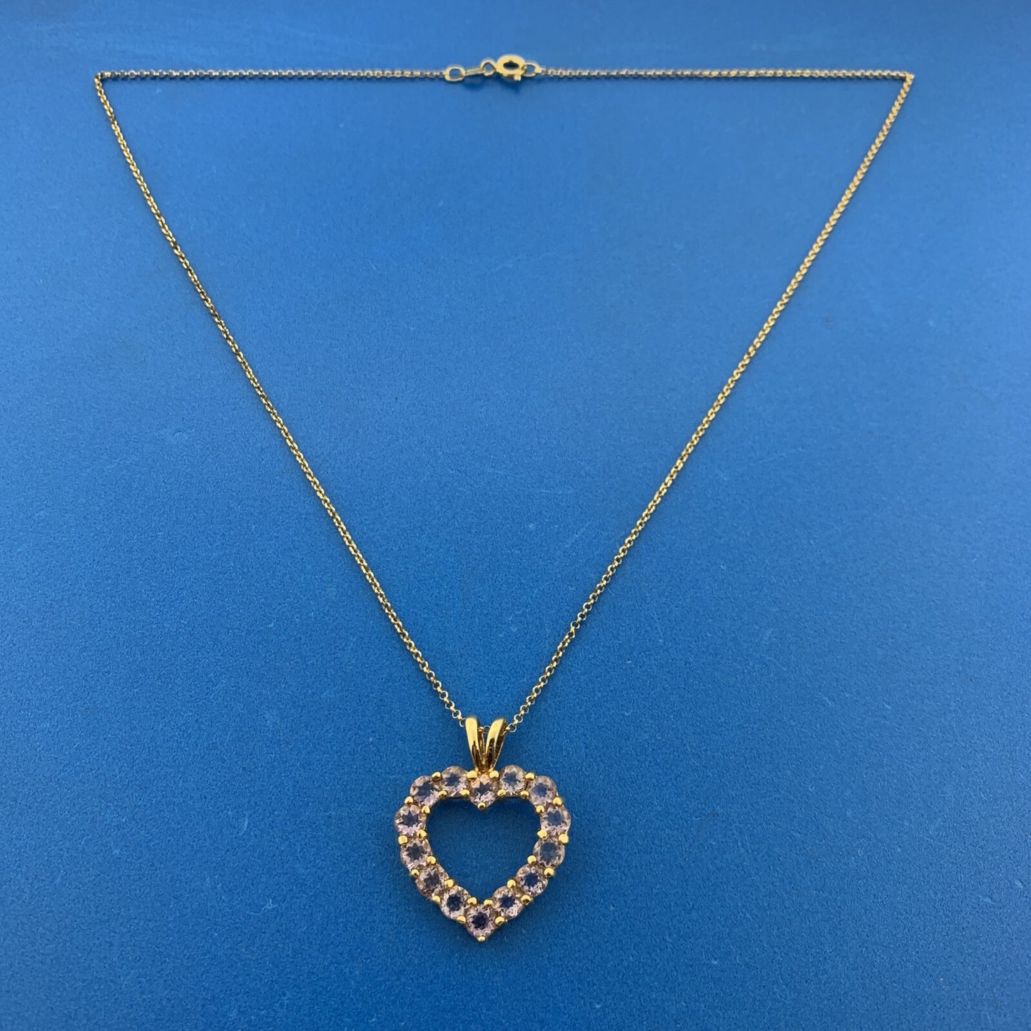 Designer Sterling Silver Vermeil Amethyst Heart February Anniversary Necklace