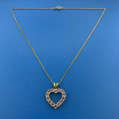 Designer Sterling Silver Vermeil Amethyst Heart February Anniversary Necklace