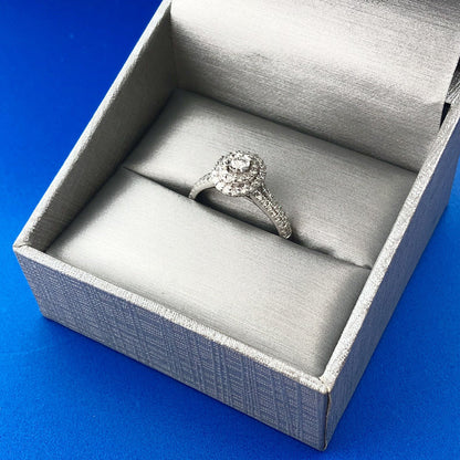 Zales 10K White Gold 1/2ctw Diamond Double Halo Engagement Ring