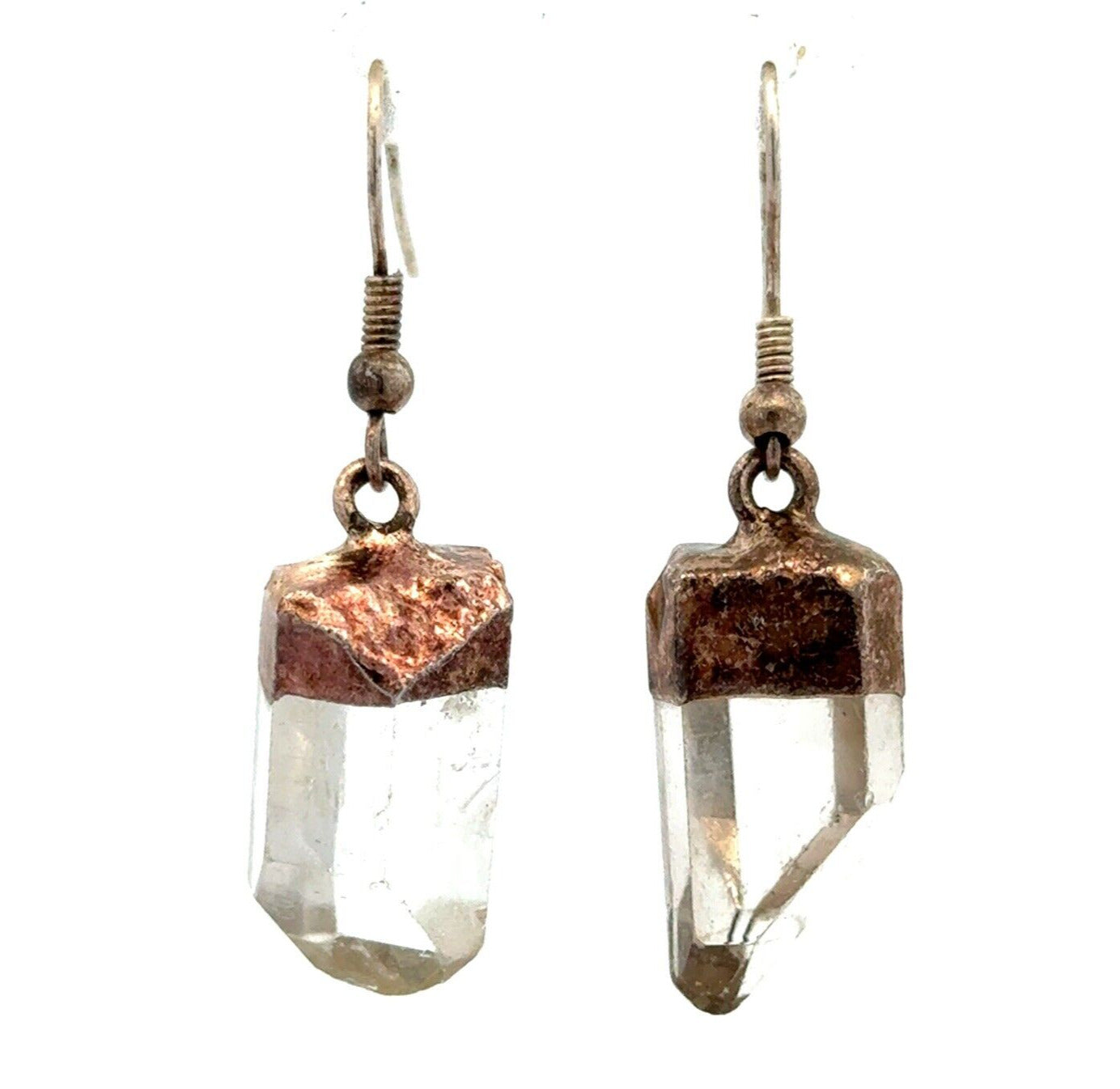 Vintage Gold & Silver Tone Crystal Quartz Chakra Healing Necklace Earrings Set