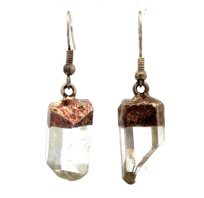 Vintage Gold & Silver Tone Crystal Quartz Chakra Healing Necklace Earrings Set