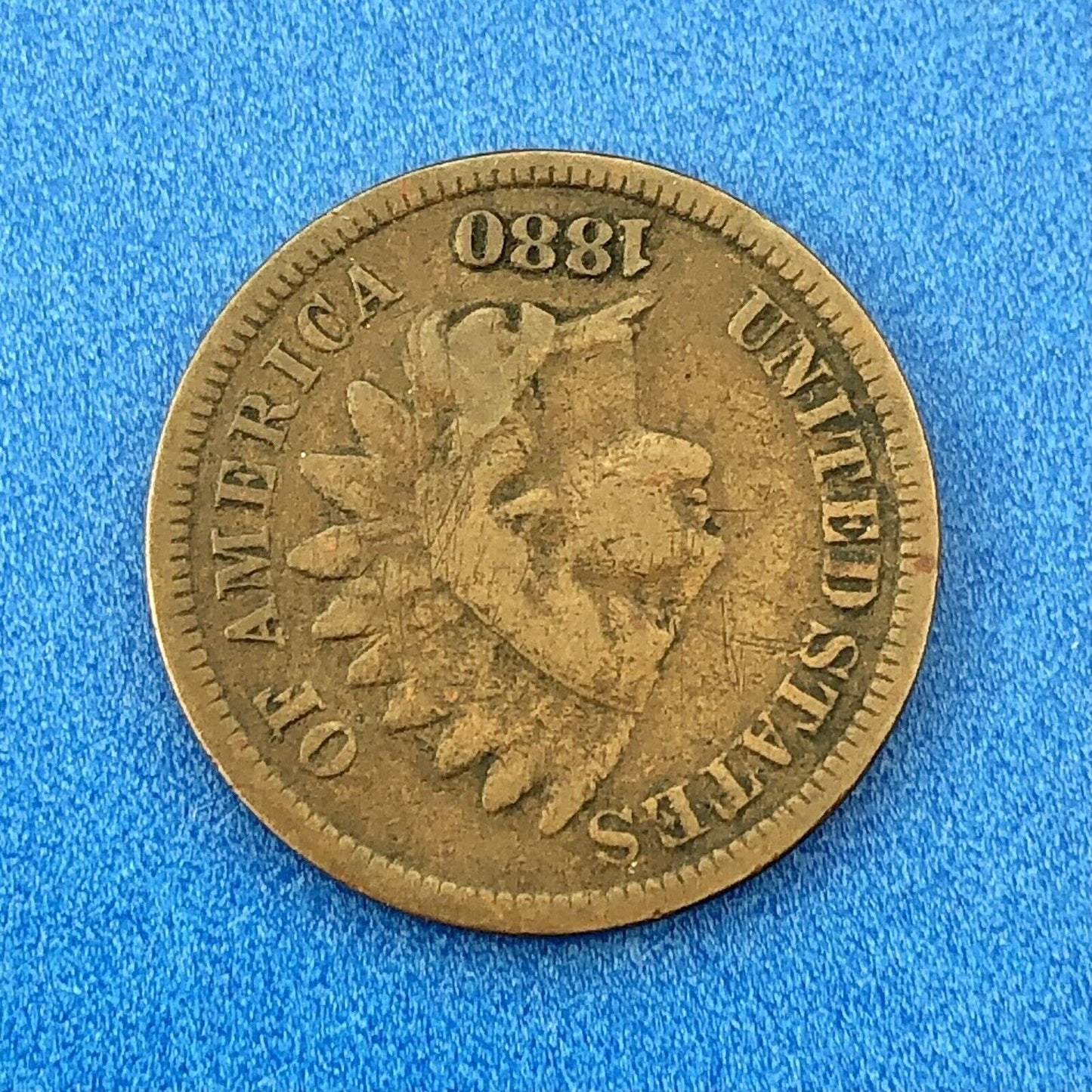 1880 P Indian Head One Cent Penny Type 3 Bronze Better Key Philadelphia Coin