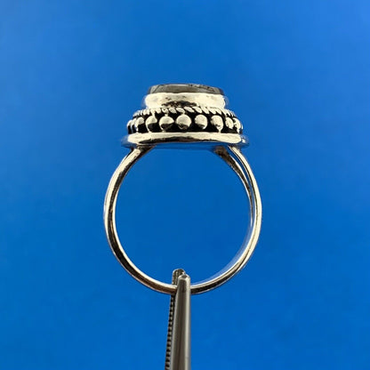 Designer 925 Sterling Silver Labradorite Cabochon Balinese Style Cocktail Ring