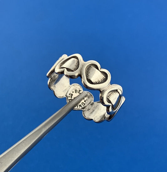 Vintage Bell Sterling 925 Interlocking Heart Ribbon Love Infinity Band Ring