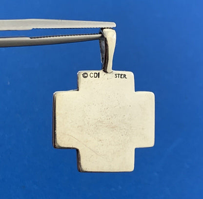 Designer Clyde Duneier CDI 925 Sterling Silver Signed Concho Cross Pendant