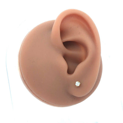 Designer 14K Yellow Gold Round Cubic Zirconia CZ Piercing Stud Earrings