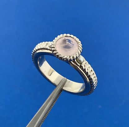 Anthony Nak 925 Sterling Silver Rose Quartz Pearl Accented Cocktail Ring