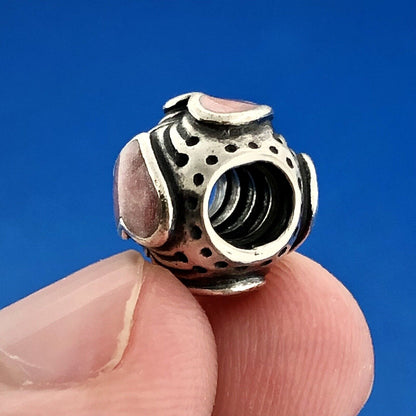 Authentic PANDORA 925 Sterling 790591EN28 Pink Enamel Rose Hearts Retired Charm