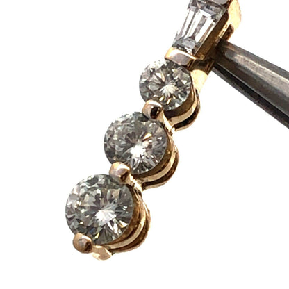 Designer ZEI 18K Yellow Gold Round Diamond Trio Bar Eternity Anniversary Pendant