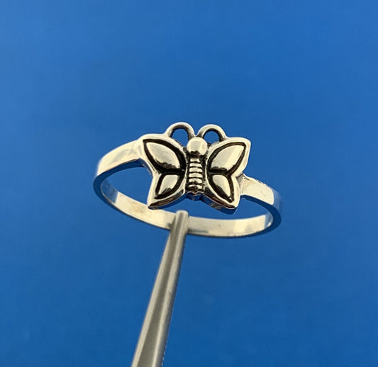 Stunning Sterling Silver 925 Small Butterfly Insect Precious Ring Size 6.75