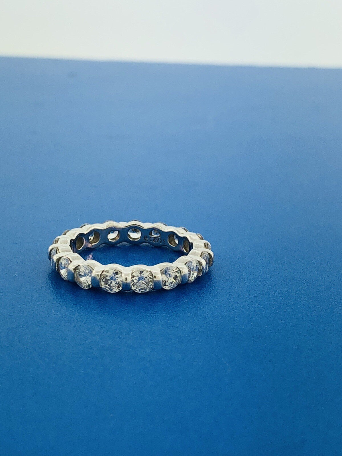 925 Sterling Silver Round Cubic Zirconia CZ Wedding Bridal Eternity Band Ring