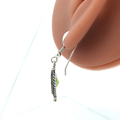 Designer 925 Sterling Silver Peridot Bead 5 Circle Drop Dangle Stud Earrings