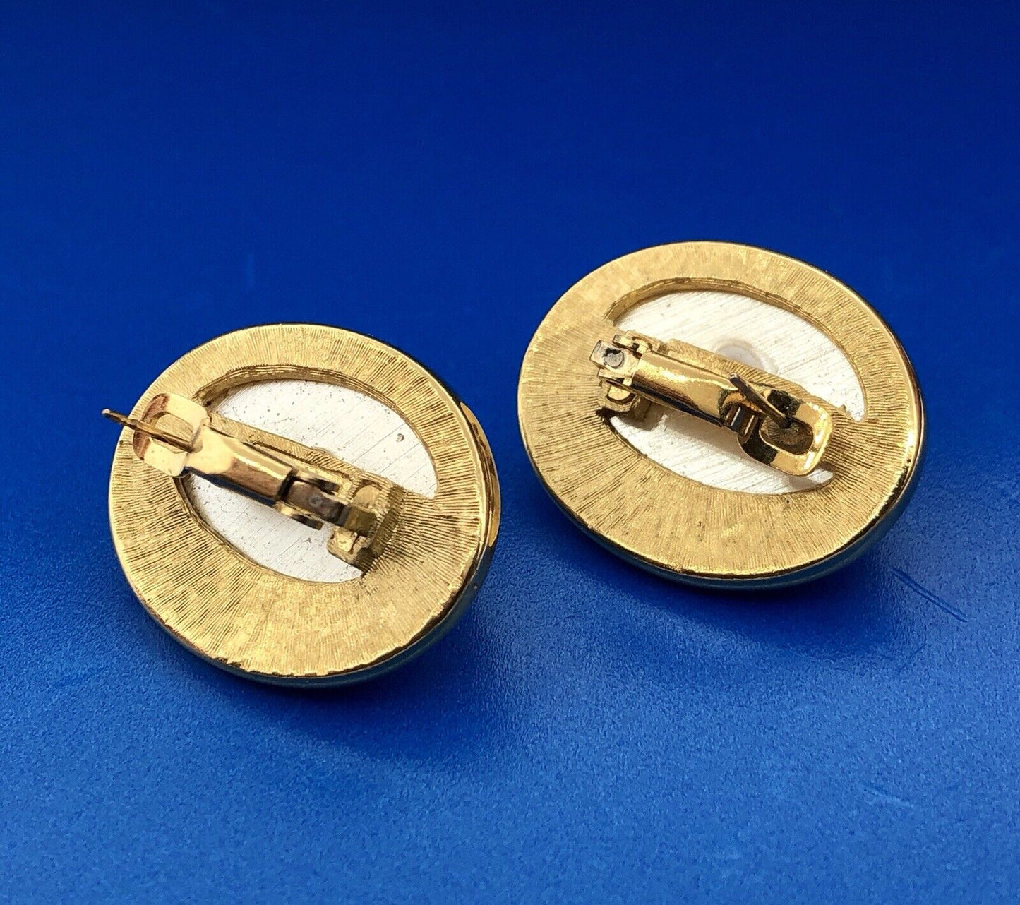 Vintage Richelieu Gold Tone Mabe Pearl Rhinestone Statement Stud Earrings