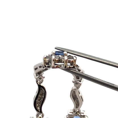 Blue and White Cubic Zirconia 925 Sterling Silver Flower Stations Necklace