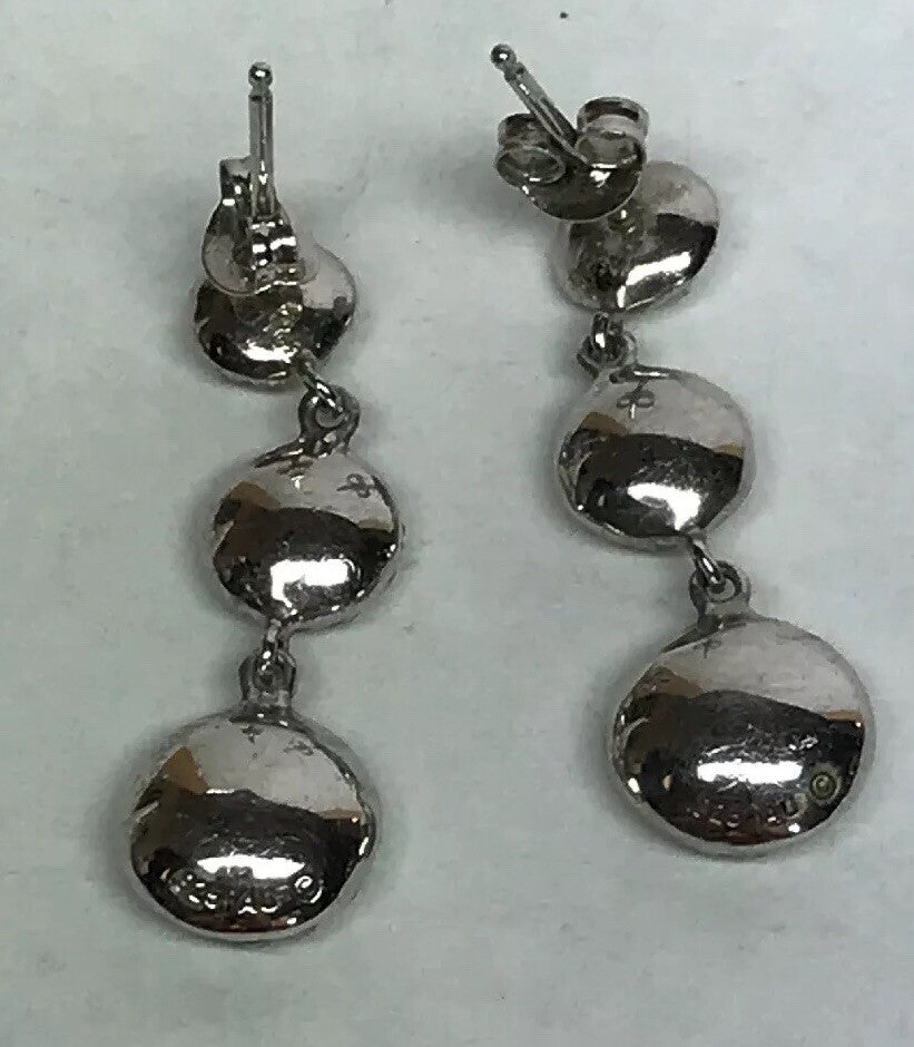 Retro Sterling Silver Cubic Zirconia Triple Drop Wedding Bridal Earrings