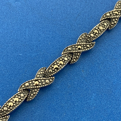 Designer 925 Sterling Silver Marcasite X O Balinese Style Tennis Bracelet
