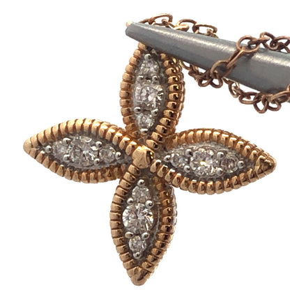Designer 14K Yellow Gold Diamond Floral Pinwheel Necklace