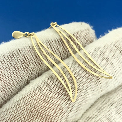 14k Yellow Gold Abstract Drop Earrings