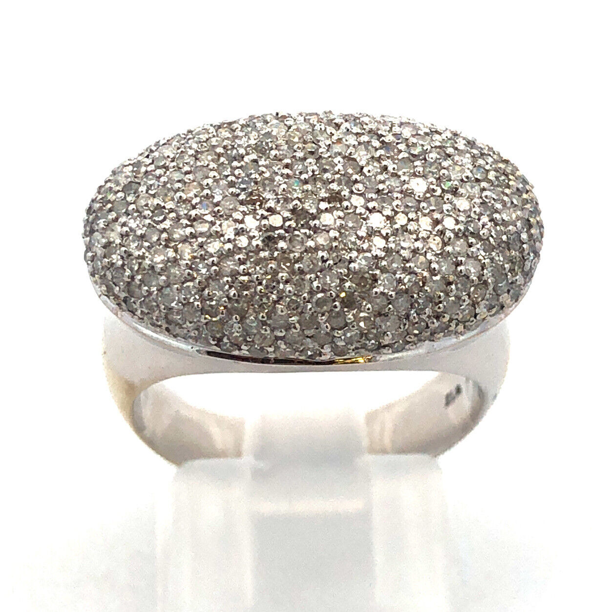 Stunning Designer 14K White Gold Pave Diamond Dome Cocktail Ring
