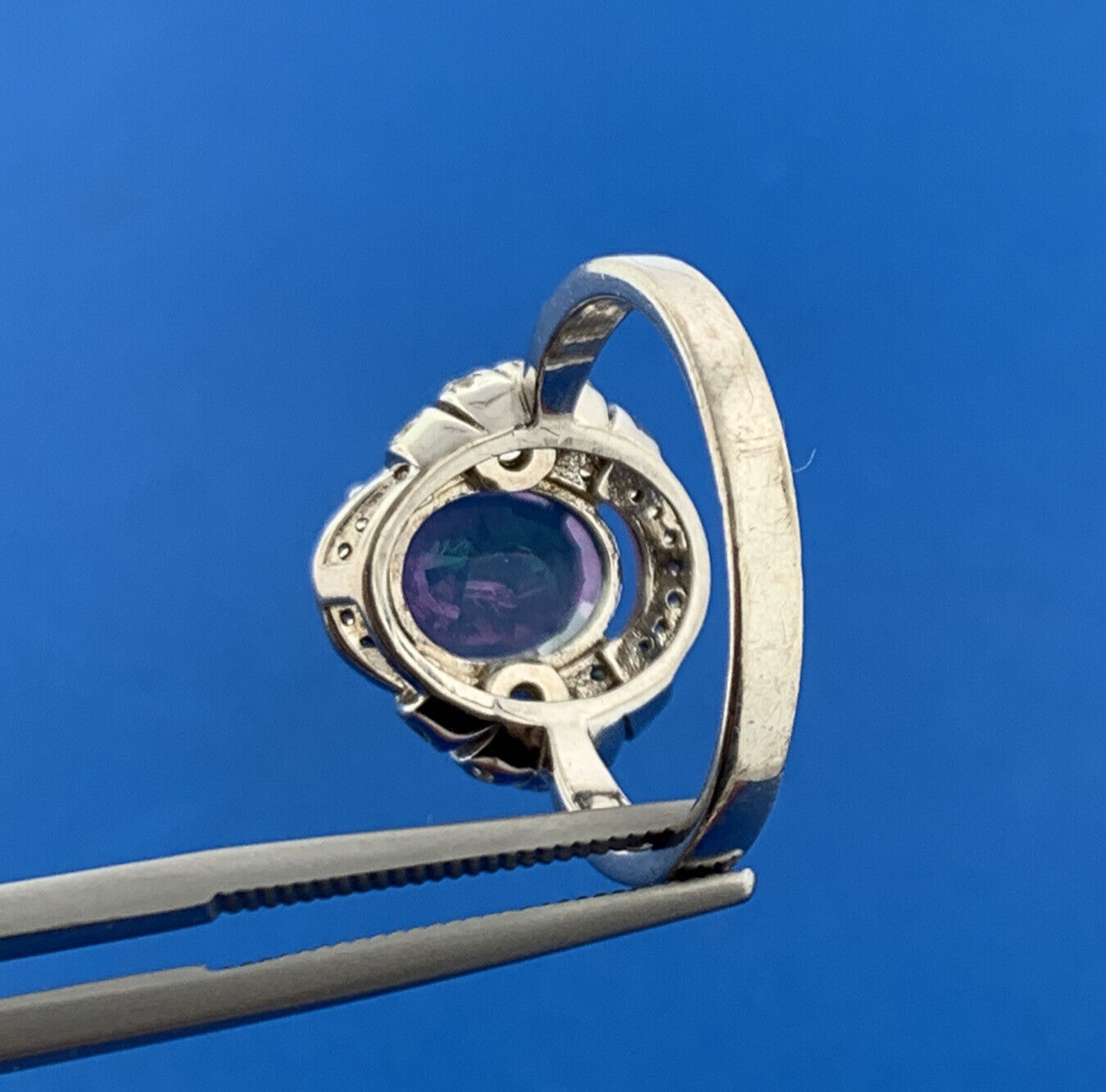 925 Sterling Silver Oval Mystic Topaz Cubic Zirconia CZ Halo Accent Ring