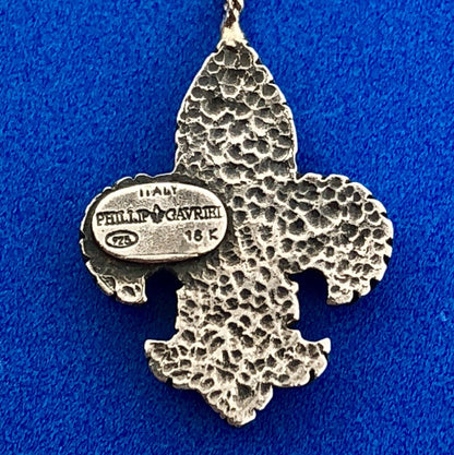 Philip Gavriel 925 Sterling Silver 18K Yellow Gold Fleur De Lis Necklace