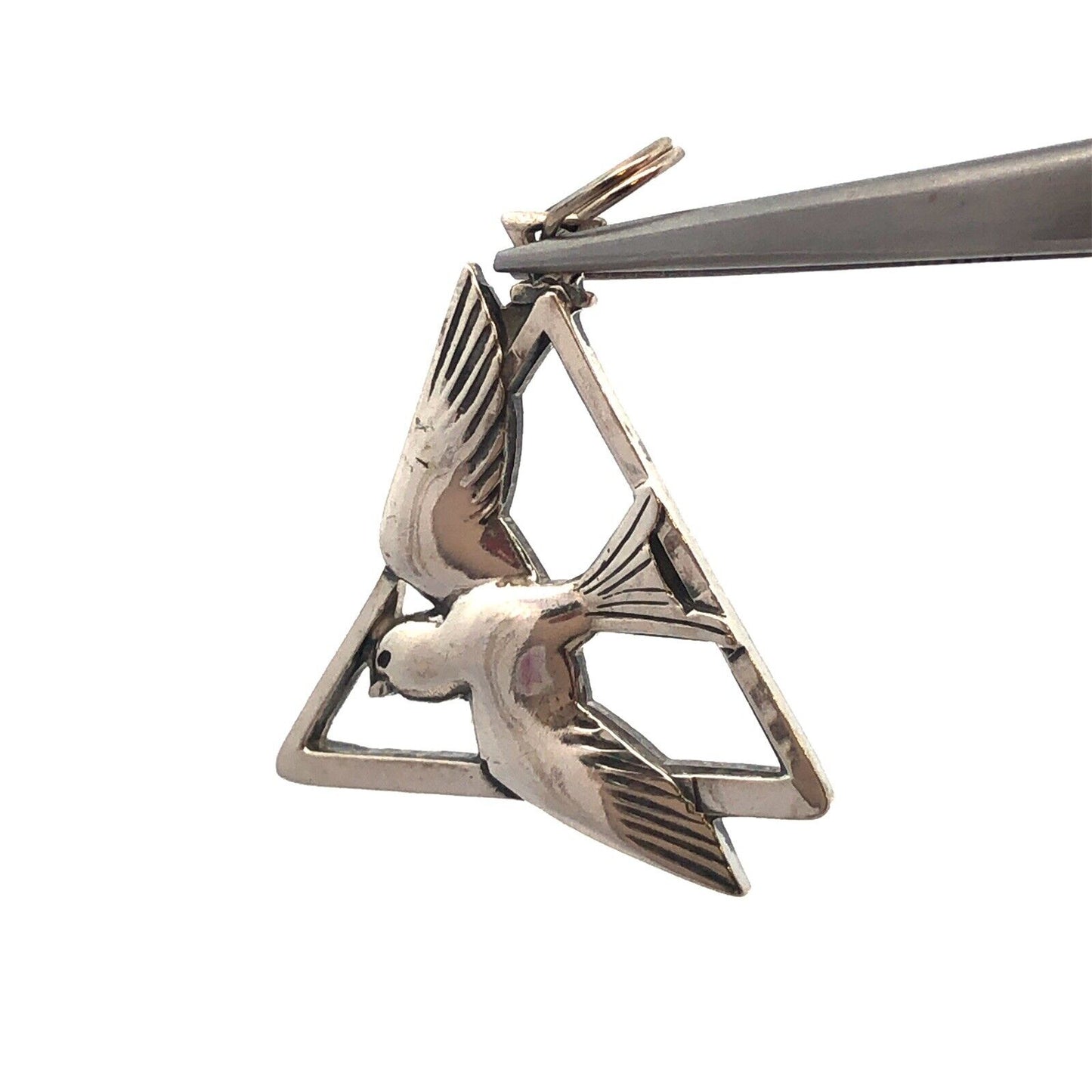 Designer Creed 925 Sterling Silver Peace Dove Holy Trinity Religious Pendant