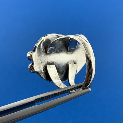 Native American Sterling Silver 925 Cabochon Blue Turquoise Floral Ring Size 7