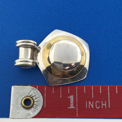 Designer Mexico 925 Sterling Silver Brass Two Tone Modernist Pendant