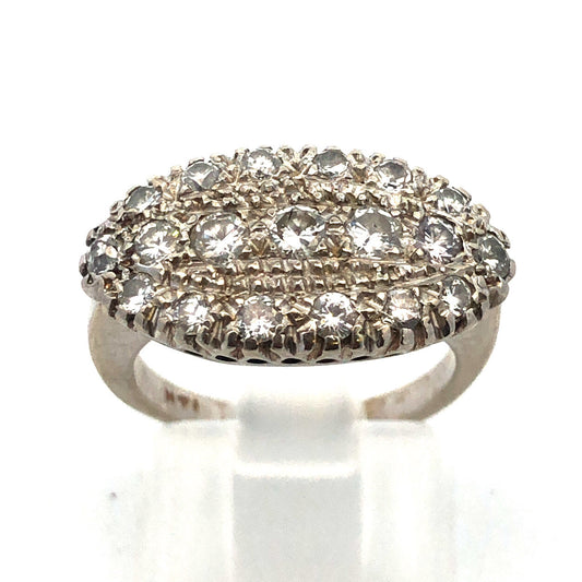 Vintage 14k White Gold Diamond Cluster Ring