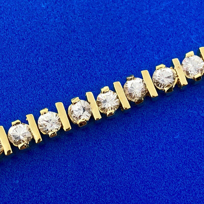 Dramatic 925 Sterling Silver Vermeil Cubic Zirconia CZ Statement Tennis Bracelet