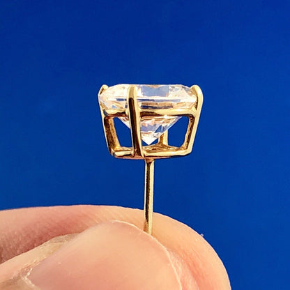 Stunning 14K Yellow Gold Round 4tcw Cubic Zirconia Wedding Bling Stud Earrings