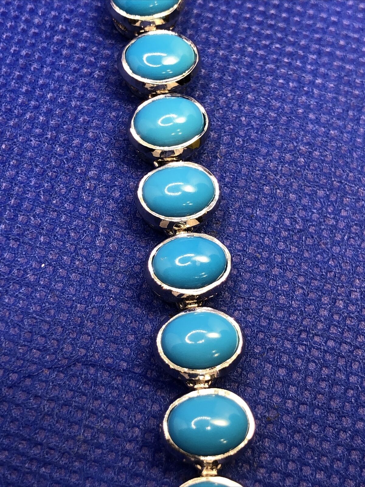 Designer 925 Sterling Silver oval Blue Turquoise 7-Inch Tennis Bracelet