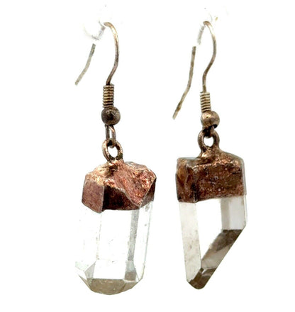 Vintage Gold & Silver Tone Crystal Quartz Chakra Healing Necklace Earrings Set