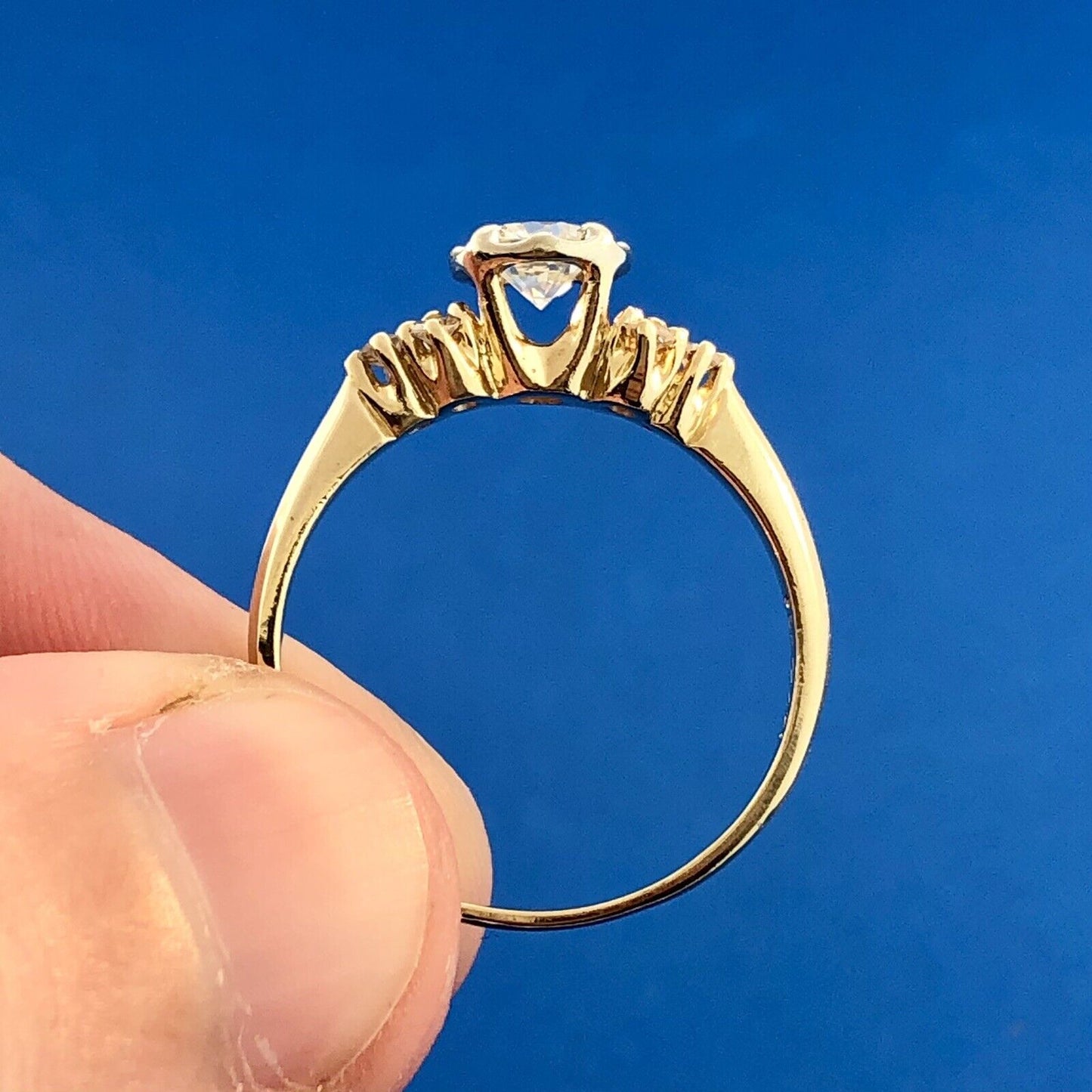 Designer HDS 14K Yellow Gold Diamond Solitaire Accents Engagement Ring