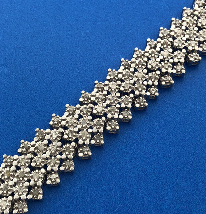 Designer Sterling Silver 925 Diamond Statement Band Tennis Bracelet