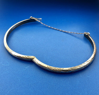 Vintage Sterling Silver 925 Floral Scroll Engraved Bangle Bracelet